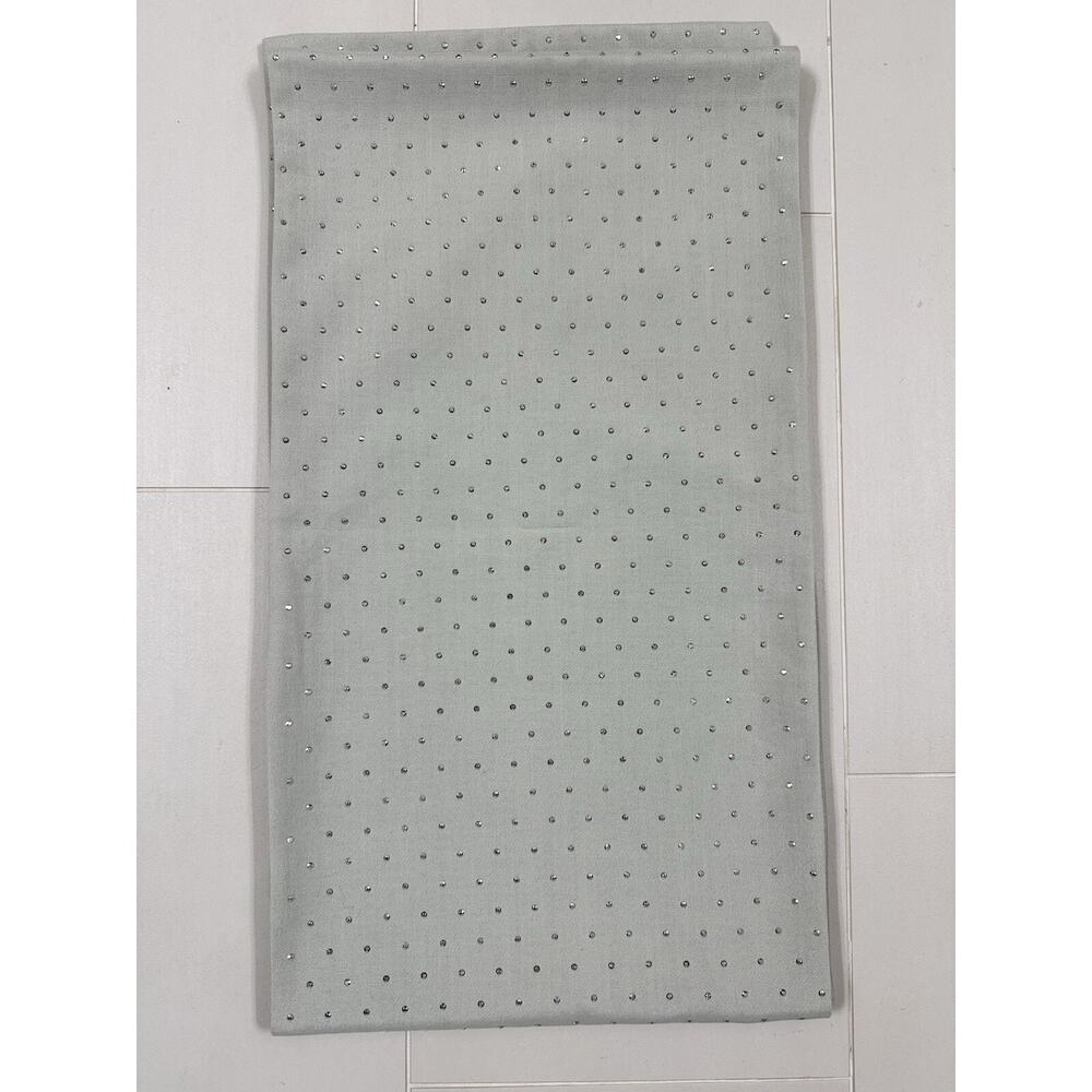 Seafoam Green Blue Silver Beaded Table Runner  Elegant Quiet Luxury - 104 In